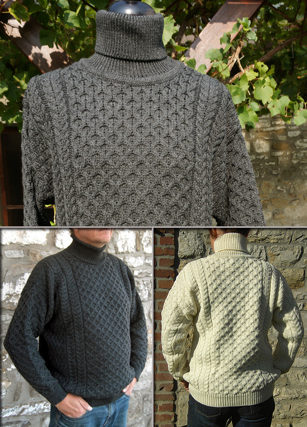 irischer Wollpullover mit Rollkragen